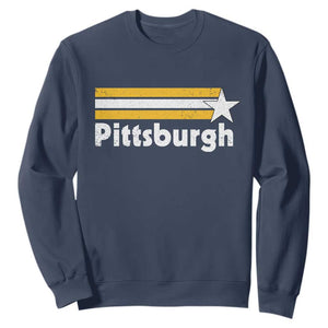 Retro Pittsburgh Sweatshirt Vintage Pennsylvania Stripes 70s 80s 90s TS10 Navy Print Your Wear