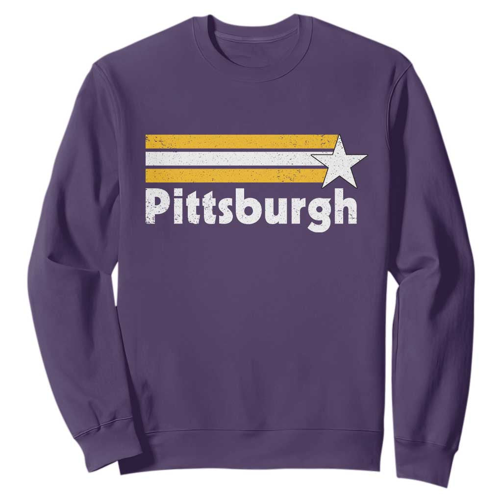 Retro Pittsburgh Sweatshirt Vintage Pennsylvania Stripes 70s 80s 90s TS10 Purple Print Your Wear