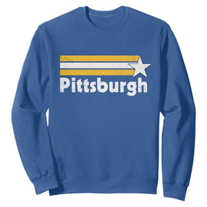 Retro Pittsburgh Sweatshirt Vintage Pennsylvania Stripes 70s 80s 90s TS10 Royal Blue Print Your Wear
