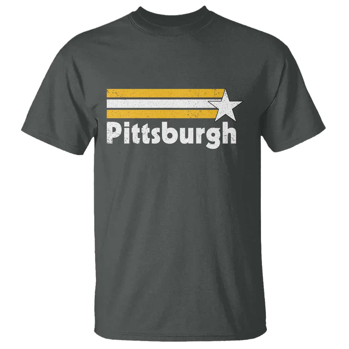 Retro Pittsburgh T Shirt Vintage Pennsylvania Stripes 70s 80s 90s TS10 Dark Heather Print Your Wear
