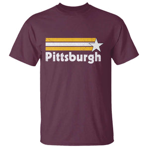 Retro Pittsburgh T Shirt Vintage Pennsylvania Stripes 70s 80s 90s TS10 Maroon Print Your Wear