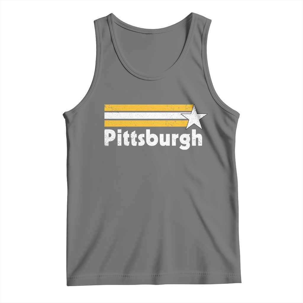 Retro Pittsburgh Tank Top Vintage Pennsylvania Stripes 70s 80s 90s TS10 Black Heather Print Your Wear