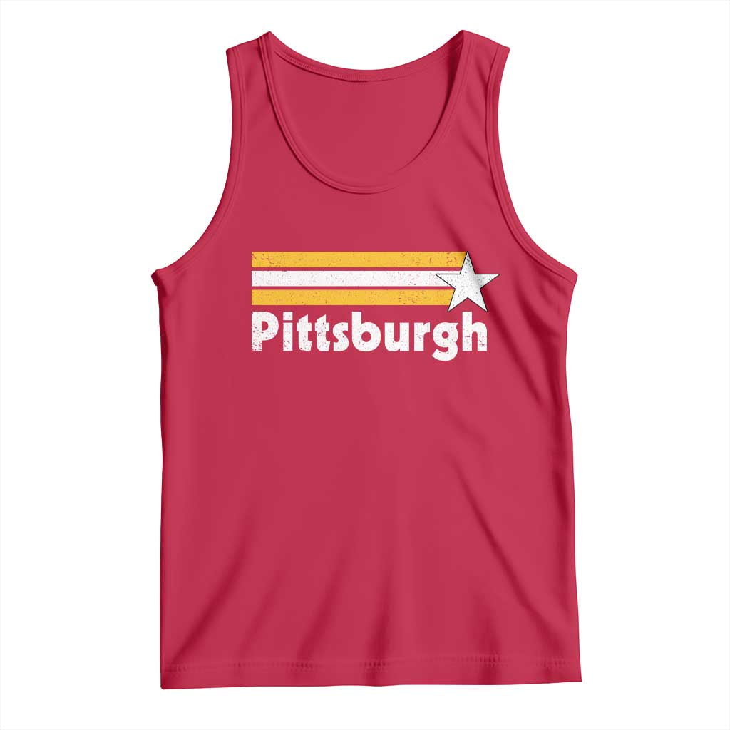 Retro Pittsburgh Tank Top Vintage Pennsylvania Stripes 70s 80s 90s TS10 Red Print Your Wear