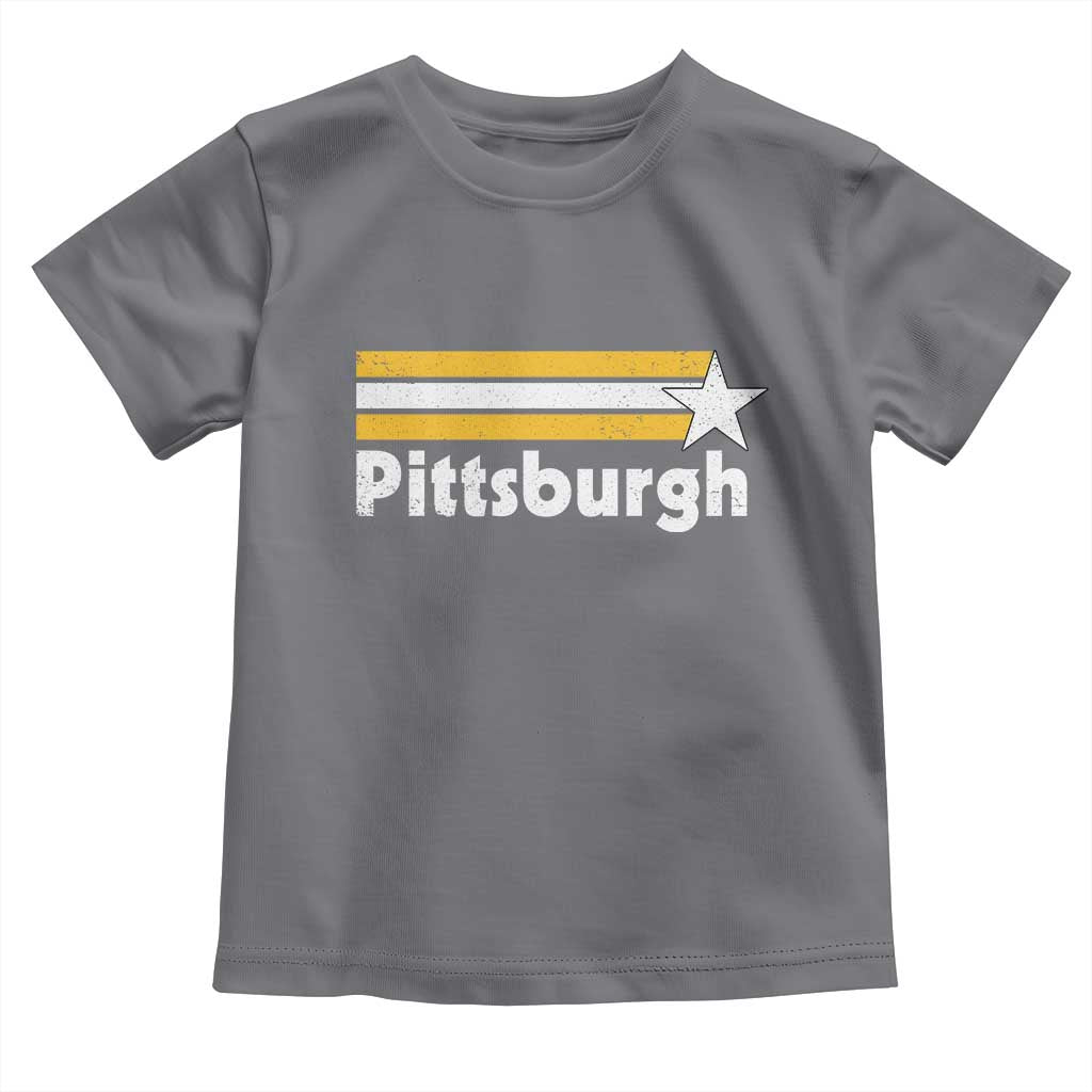 Retro Pittsburgh Toddler T Shirt Vintage Pennsylvania Stripes 70s 80s 90s TS10 Charcoal Print Your Wear