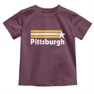 Retro Pittsburgh Toddler T Shirt Vintage Pennsylvania Stripes 70s 80s 90s TS10 Maroon Print Your Wear