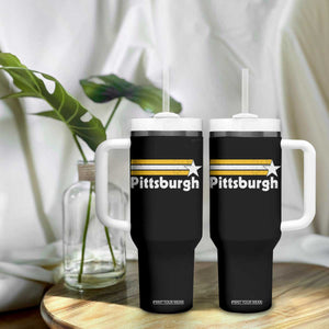Retro Pittsburgh Tumbler With Handle Vintage Pennsylvania Stripes 70s 80s 90s TS10 Print Your Wear