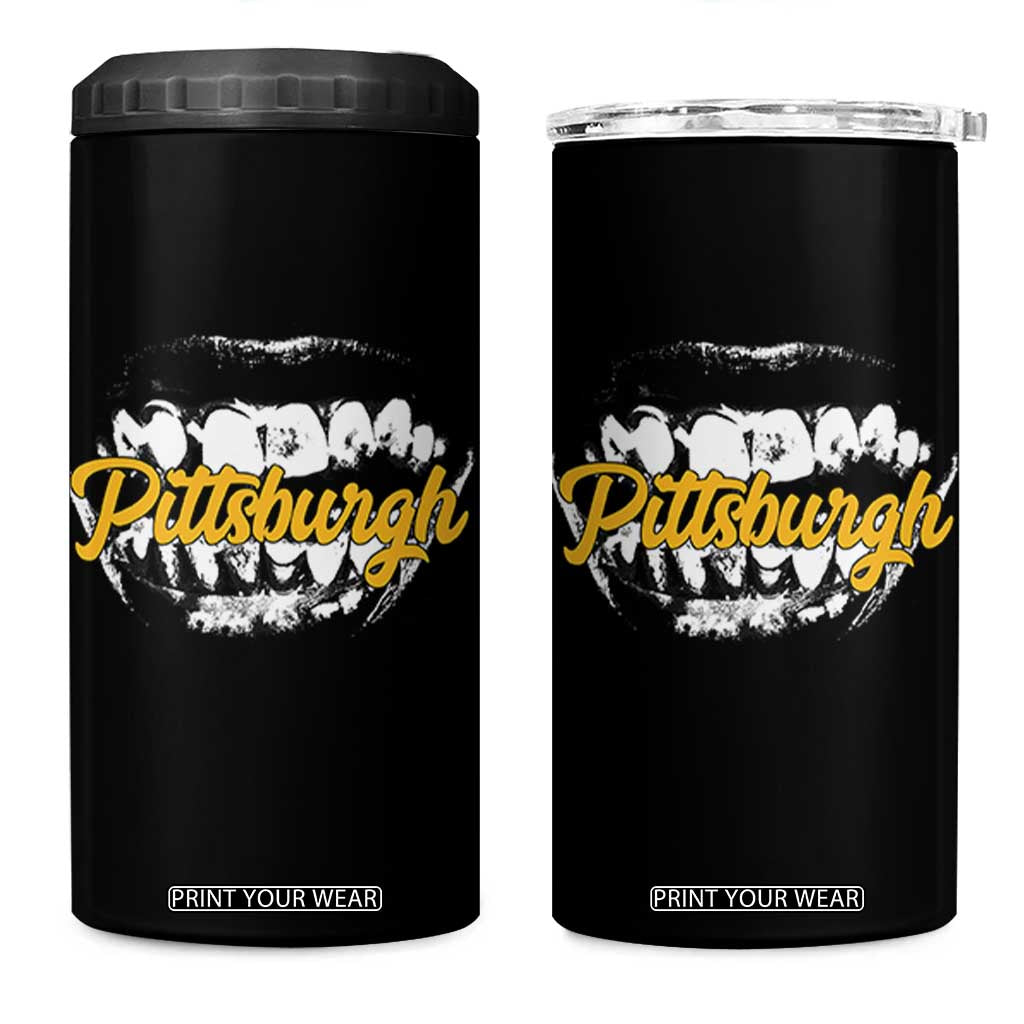Pittsburgh 4 in 1 Can Cooler Tumbler Streetwear Steel City Pride TS10 One Size: 16 oz Black Print Your Wear