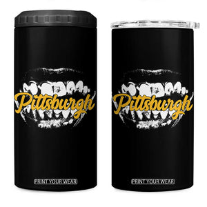 Pittsburgh 4 in 1 Can Cooler Tumbler Streetwear Steel City Pride TS10 One Size: 16 oz Black Print Your Wear