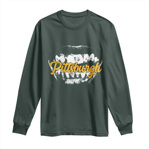 Pittsburgh Long Sleeve Shirt Streetwear Steel City Pride TS10 Dark Forest Green Print Your Wear