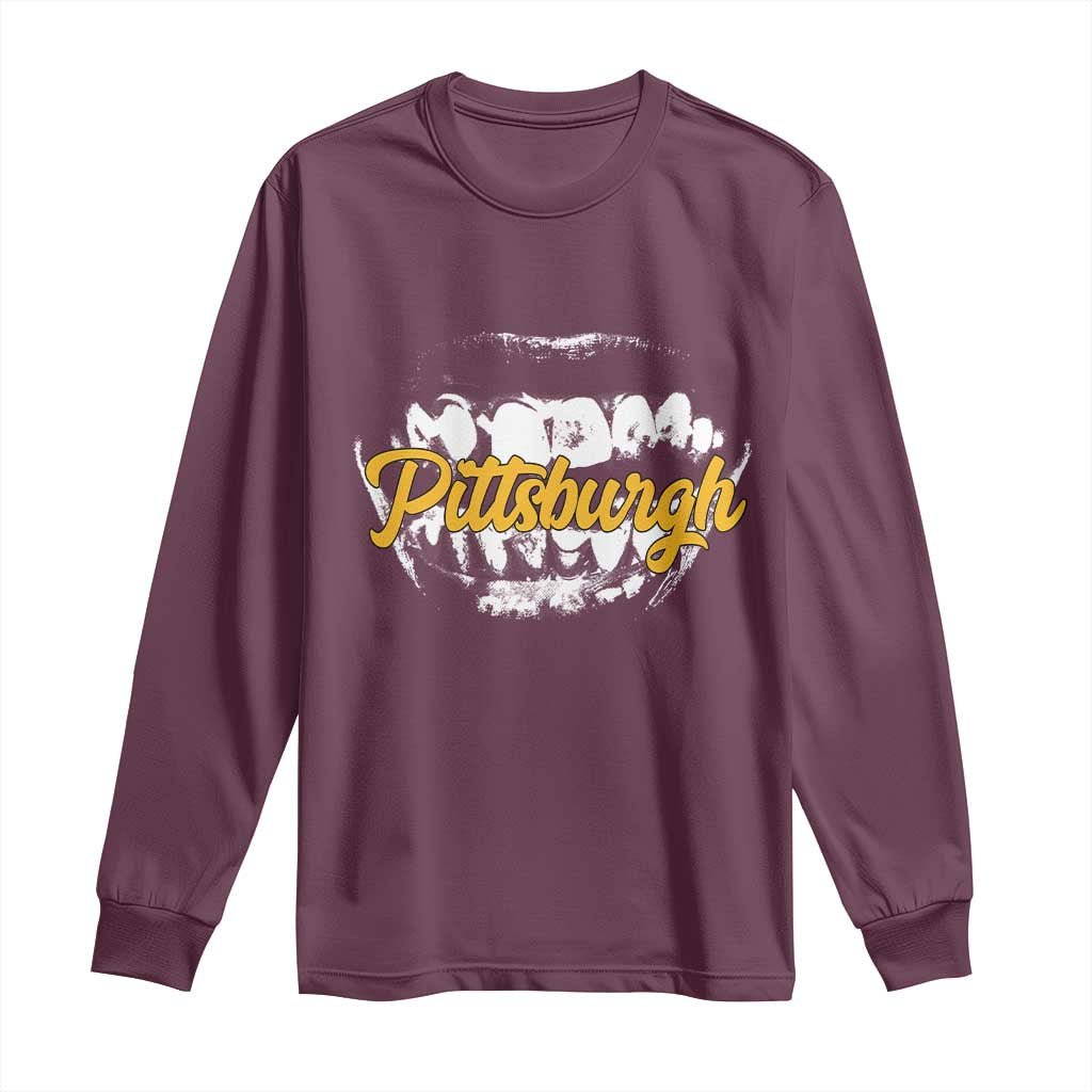Pittsburgh Long Sleeve Shirt Streetwear Steel City Pride TS10 Maroon Print Your Wear