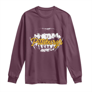 Pittsburgh Long Sleeve Shirt Streetwear Steel City Pride TS10 Maroon Print Your Wear