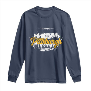 PFS Game Day Long Sleeve Shirt Streetwear Steel City Pride TS10 Navy Print Your Wear