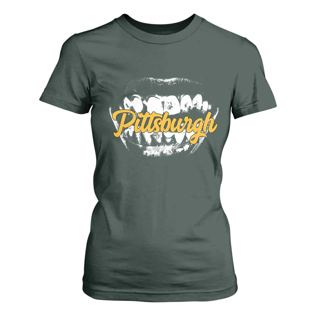 PFS Game Day T Shirt For Women Streetwear Steel City Pride TS10 Dark Forest Green Print Your Wear