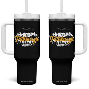 Pittsburgh Tumbler With Handle Streetwear Steel City Pride TS10 One Size: 40 oz Black Print Your Wear