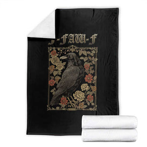 Funny F Caw F Crow Throw Blanket Vintage Bird Saying Adult Humor Gothic Tarot Card TS10 Black Print Your Wear