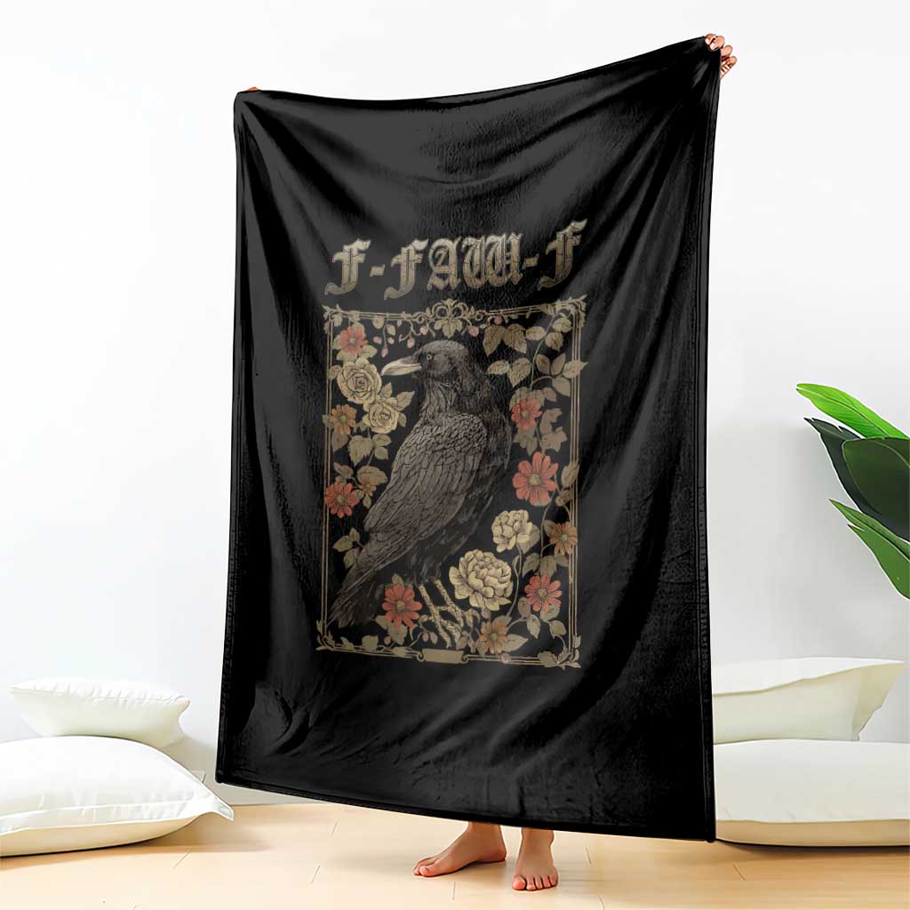 Funny F Caw F Crow Throw Blanket Vintage Bird Saying Adult Humor Gothic Tarot Card TS10 Print Your Wear