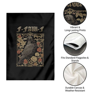 Funny F Caw F Crow Garden Flag Vintage Bird Saying Adult Humor Gothic Tarot Card TS10 Print Your Wear