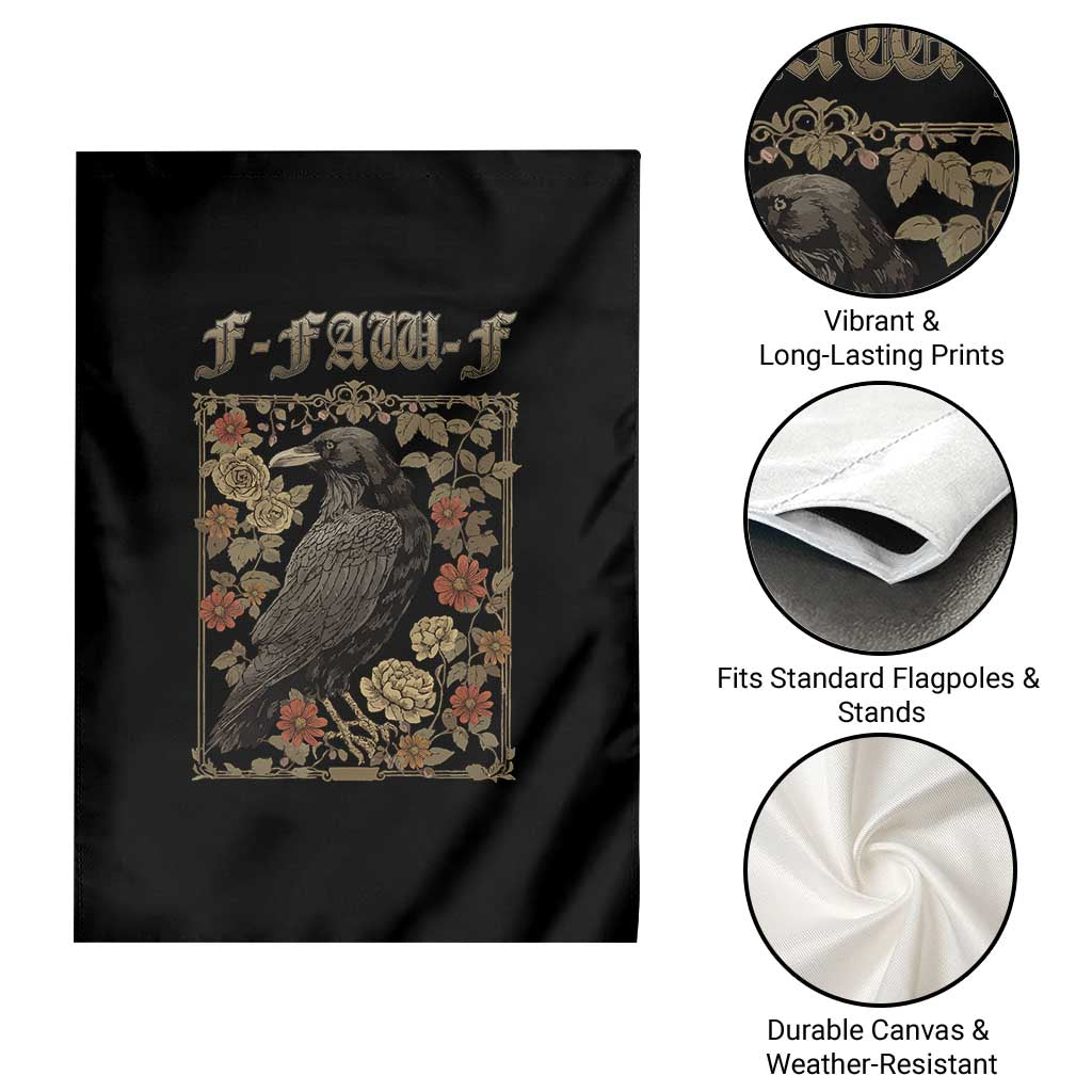 Funny F Caw F Crow Garden Flag Vintage Bird Saying Adult Humor Gothic Tarot Card TS10 Print Your Wear