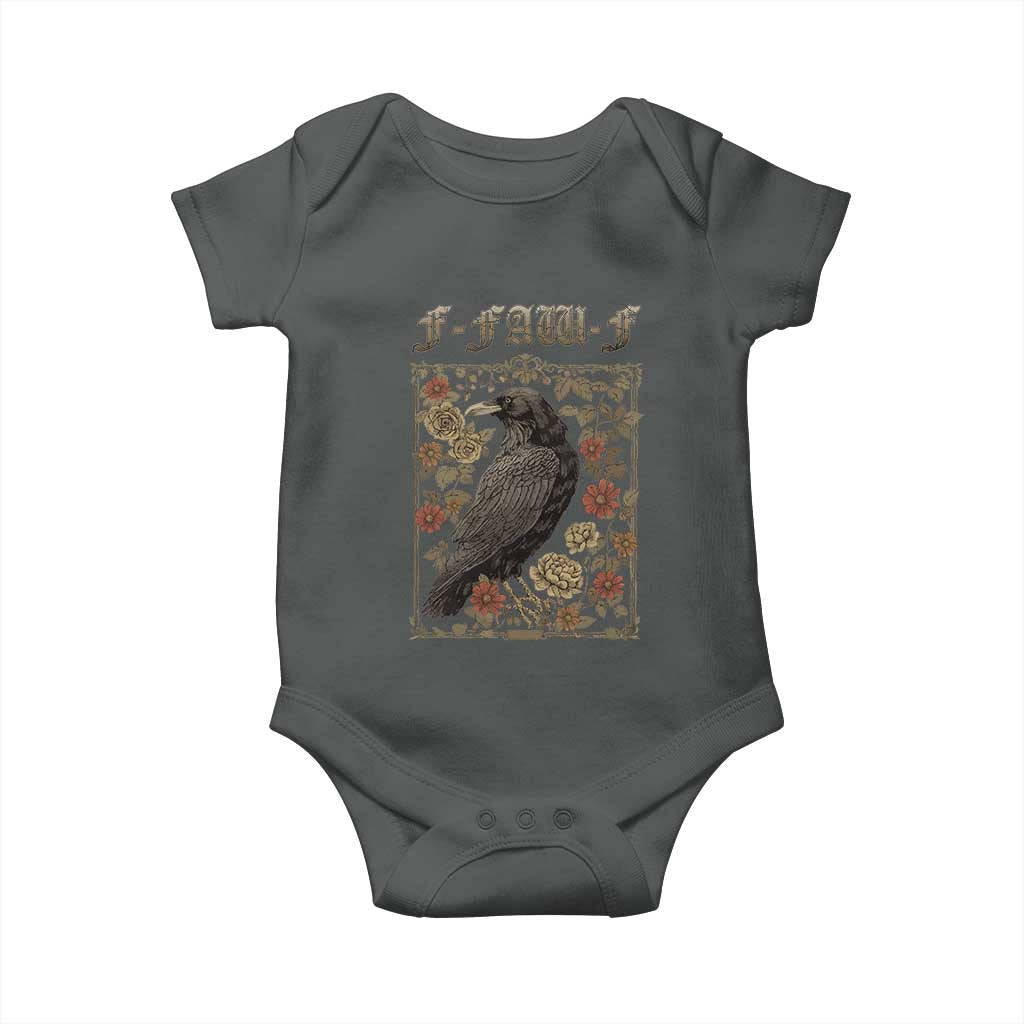 Funny F Caw F Crow Baby Onesie Vintage Bird Saying Adult Humor Gothic Tarot Card TS10 Dark Heather Print Your Wear