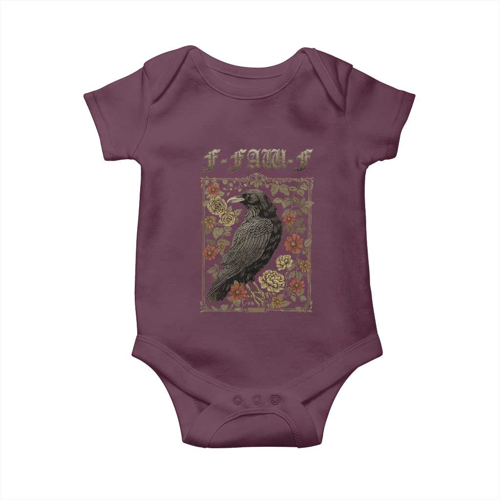 Funny F Caw F Crow Baby Onesie Vintage Bird Saying Adult Humor Gothic Tarot Card TS10 Maroon Print Your Wear