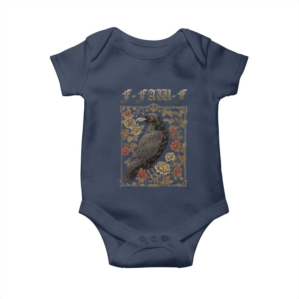 Funny F Caw F Crow Baby Onesie Vintage Bird Saying Adult Humor Gothic Tarot Card TS10 Navy Print Your Wear