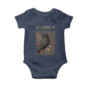 Funny F Caw F Crow Baby Onesie Vintage Bird Saying Adult Humor Gothic Tarot Card TS10 Navy Print Your Wear