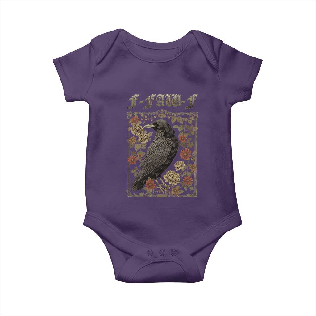 Funny F Caw F Crow Baby Onesie Vintage Bird Saying Adult Humor Gothic Tarot Card TS10 Purple Print Your Wear