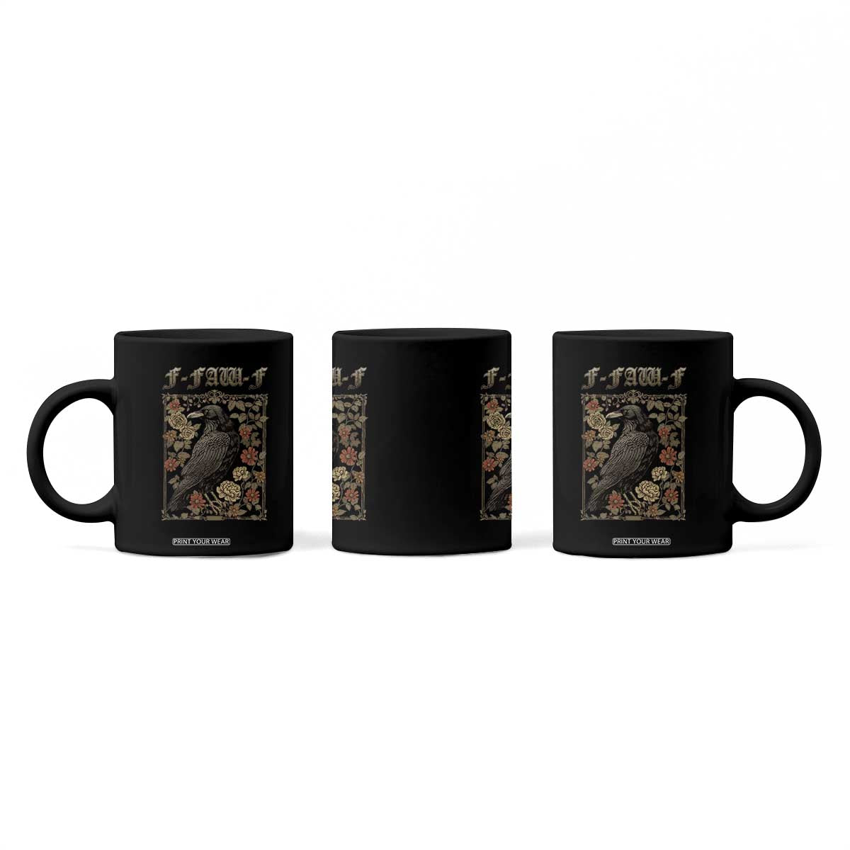 Funny F Caw F Crow Coffee Mug Vintage Bird Saying Adult Humor Gothic Tarot Card TS10 Print Your Wear