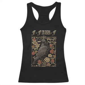 Funny F Caw F Crow Racerback Tank Top Vintage Bird Saying Adult Humor Gothic Tarot Card TS10 Black Print Your Wear