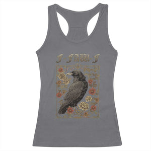 Funny F Caw F Crow Racerback Tank Top Vintage Bird Saying Adult Humor Gothic Tarot Card TS10 Charcoal Print Your Wear