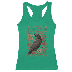 Funny F Caw F Crow Racerback Tank Top Vintage Bird Saying Adult Humor Gothic Tarot Card TS10 Irish Green Print Your Wear