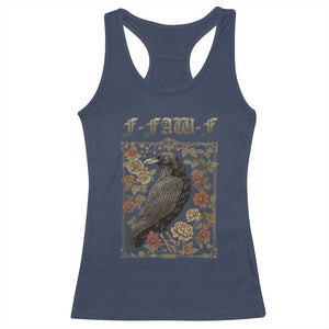 Funny F Caw F Crow Racerback Tank Top Vintage Bird Saying Adult Humor Gothic Tarot Card TS10 Navy Print Your Wear