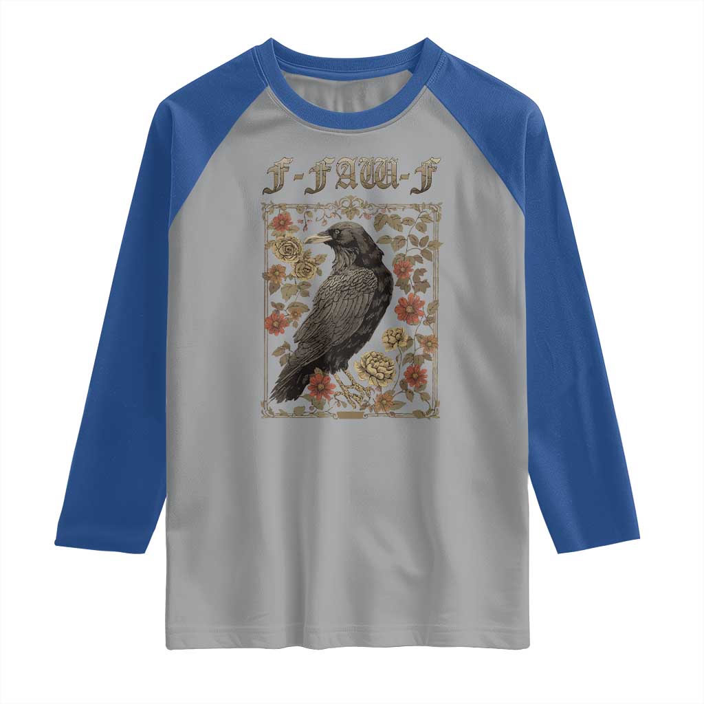 Funny F Caw F Crow Raglan Shirt Vintage Bird Saying Adult Humor Gothic Tarot Card TS10 Sport Gray Royal Print Your Wear