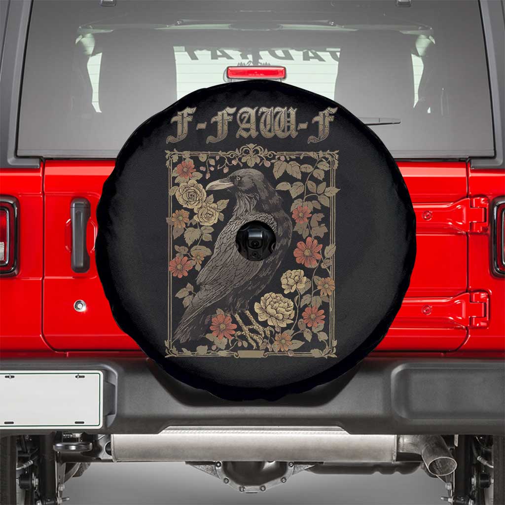 Funny F Caw F Crow Spare Tire Cover Vintage Bird Saying Adult Humor Gothic Tarot Card TS10 Black Print Your Wear