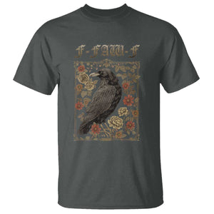 Funny F Caw F Crow T Shirt Vintage Bird Saying Adult Humor Gothic Tarot Card TS10 Dark Heather Print Your Wear