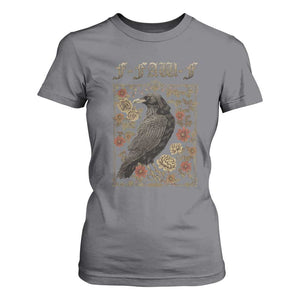 Funny F Caw F Crow T Shirt For Women Vintage Bird Saying Adult Humor Gothic Tarot Card TS10 Charcoal Print Your Wear