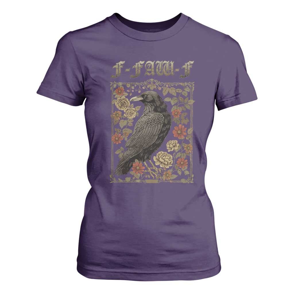 Funny F Caw F Crow T Shirt For Women Vintage Bird Saying Adult Humor Gothic Tarot Card TS10 Purple Print Your Wear