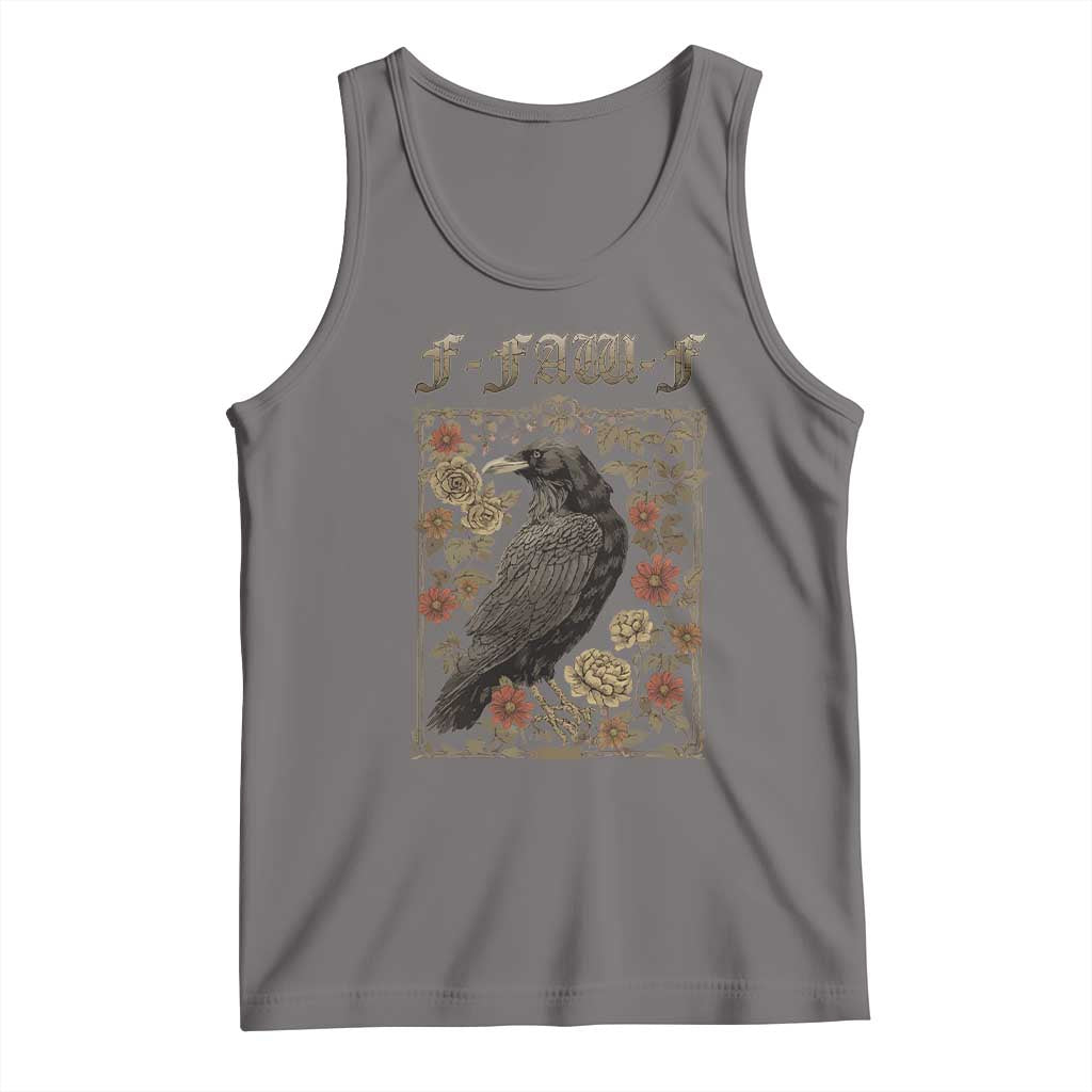 Funny F Caw F Crow Tank Top Vintage Bird Saying Adult Humor Gothic Tarot Card TS10 Deep Heather Print Your Wear