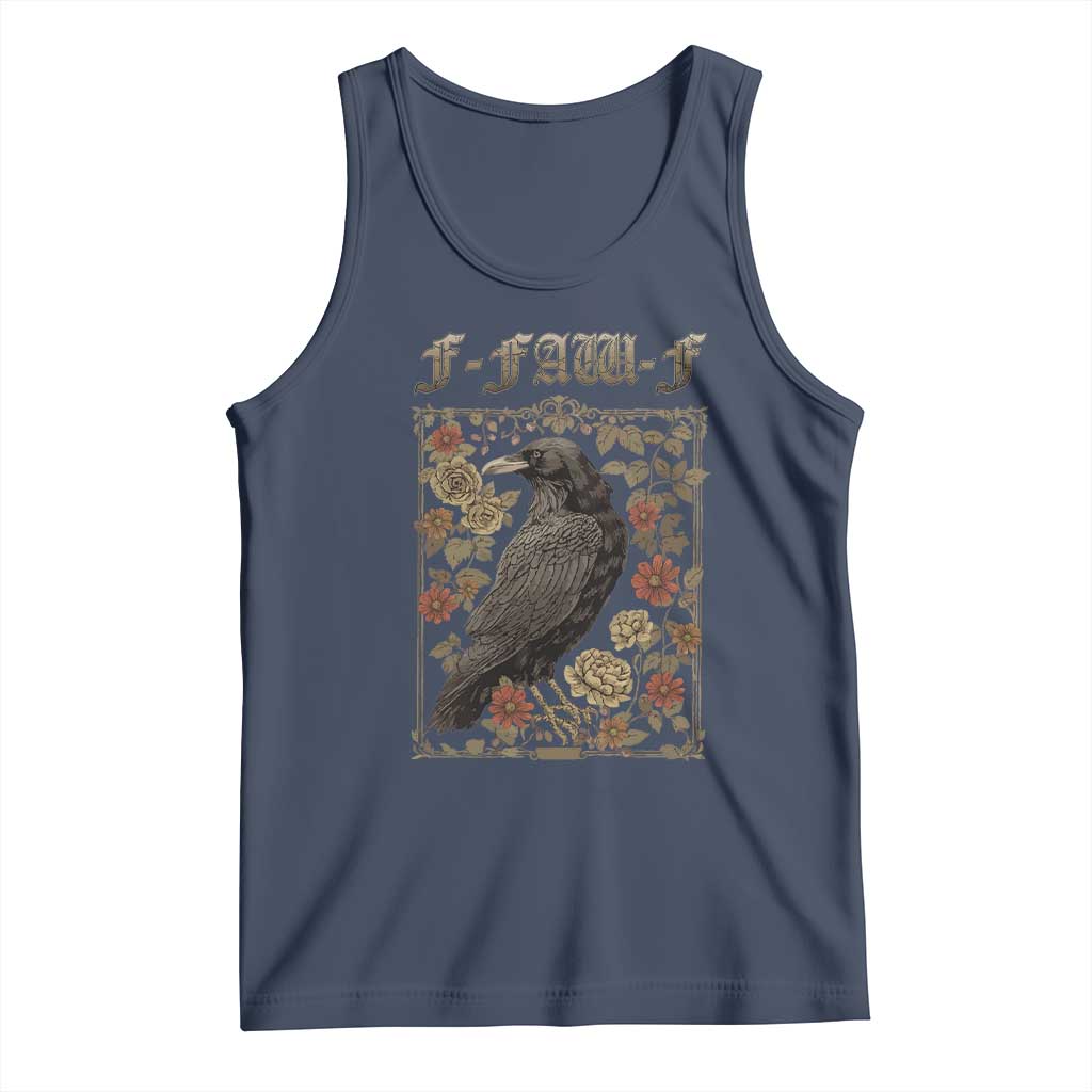 Funny F Caw F Crow Tank Top Vintage Bird Saying Adult Humor Gothic Tarot Card TS10 Navy Print Your Wear