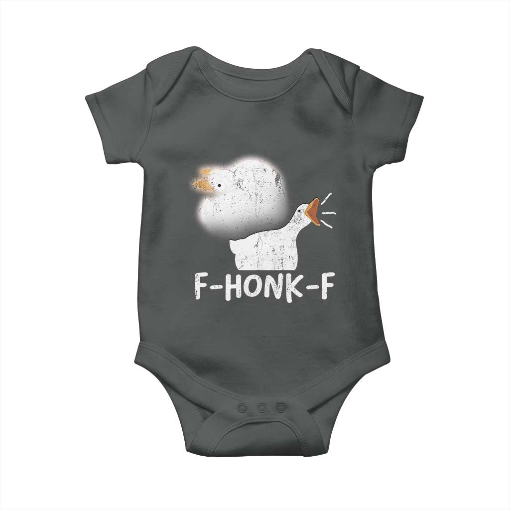 Silly Goose Meme Baby Onesie Retro F-Honk-F Funny Farm Animal TS10 Dark Heather Print Your Wear