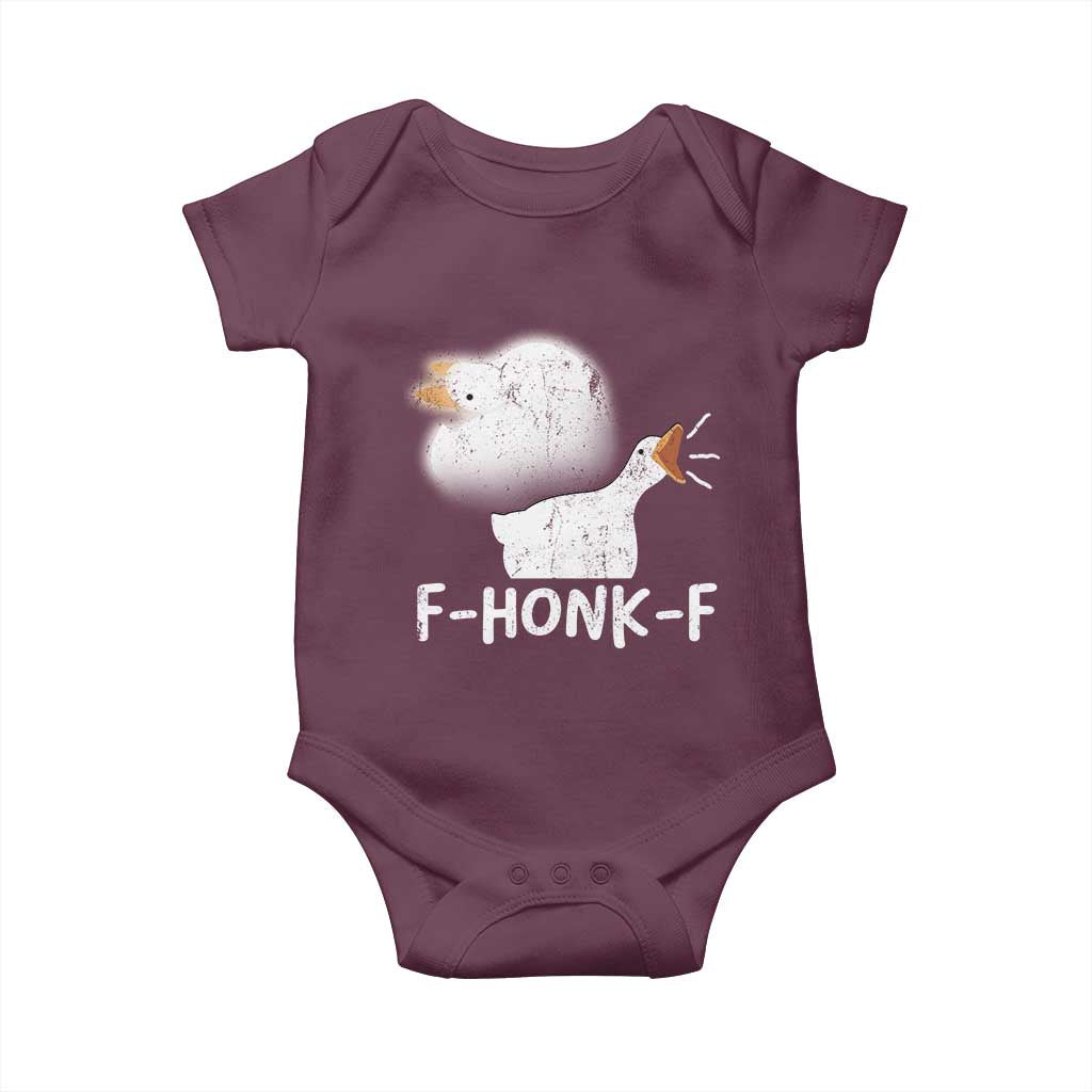 Silly Goose Meme Baby Onesie Retro F-Honk-F Funny Farm Animal TS10 Maroon Print Your Wear