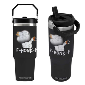 Silly Goose Meme Flip Straw Tumbler Retro F-Honk-F Funny Farm Animal TS10 One Size: 30 oz Black Print Your Wear
