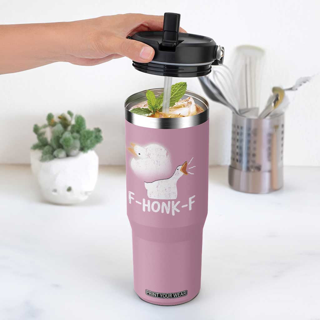 Silly Goose Meme Flip Straw Tumbler Retro F-Honk-F Funny Farm Animal TS10 One Size: 30 oz Light Pink Print Your Wear