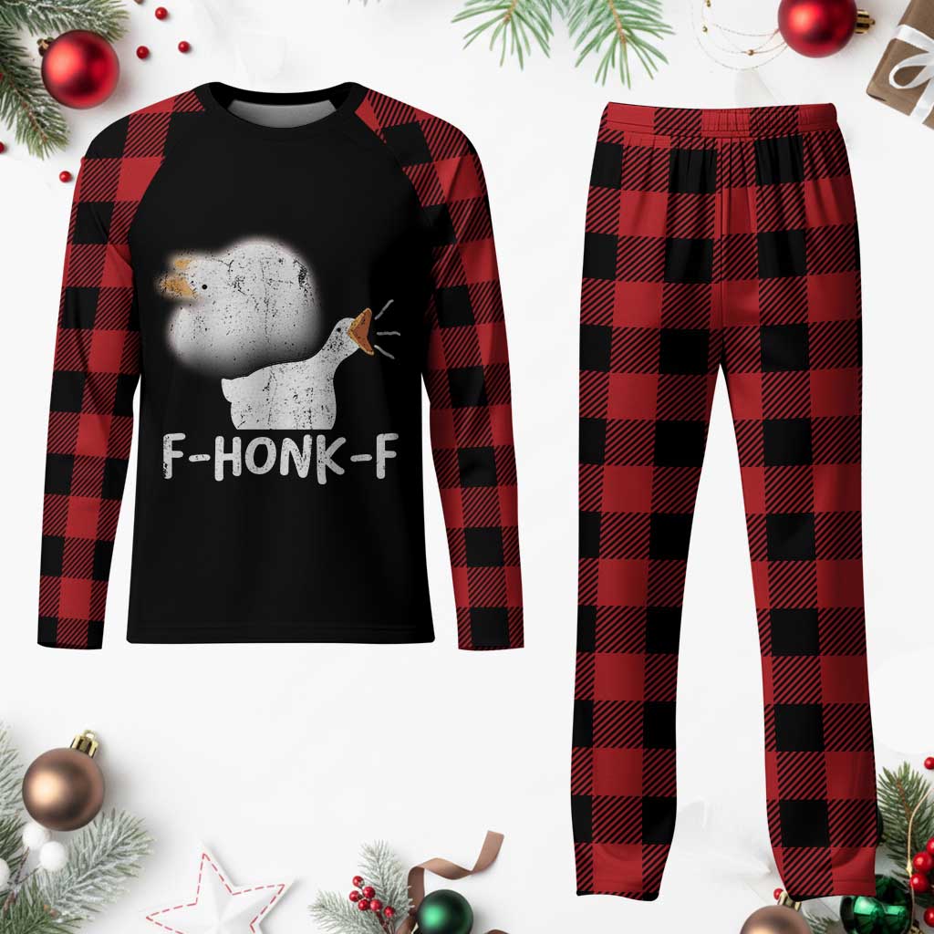 Silly Goose Meme Plaid Pajama Set Retro F-Honk-F Funny Farm Animal TS10 Buffalo Plaid Print Your Wear