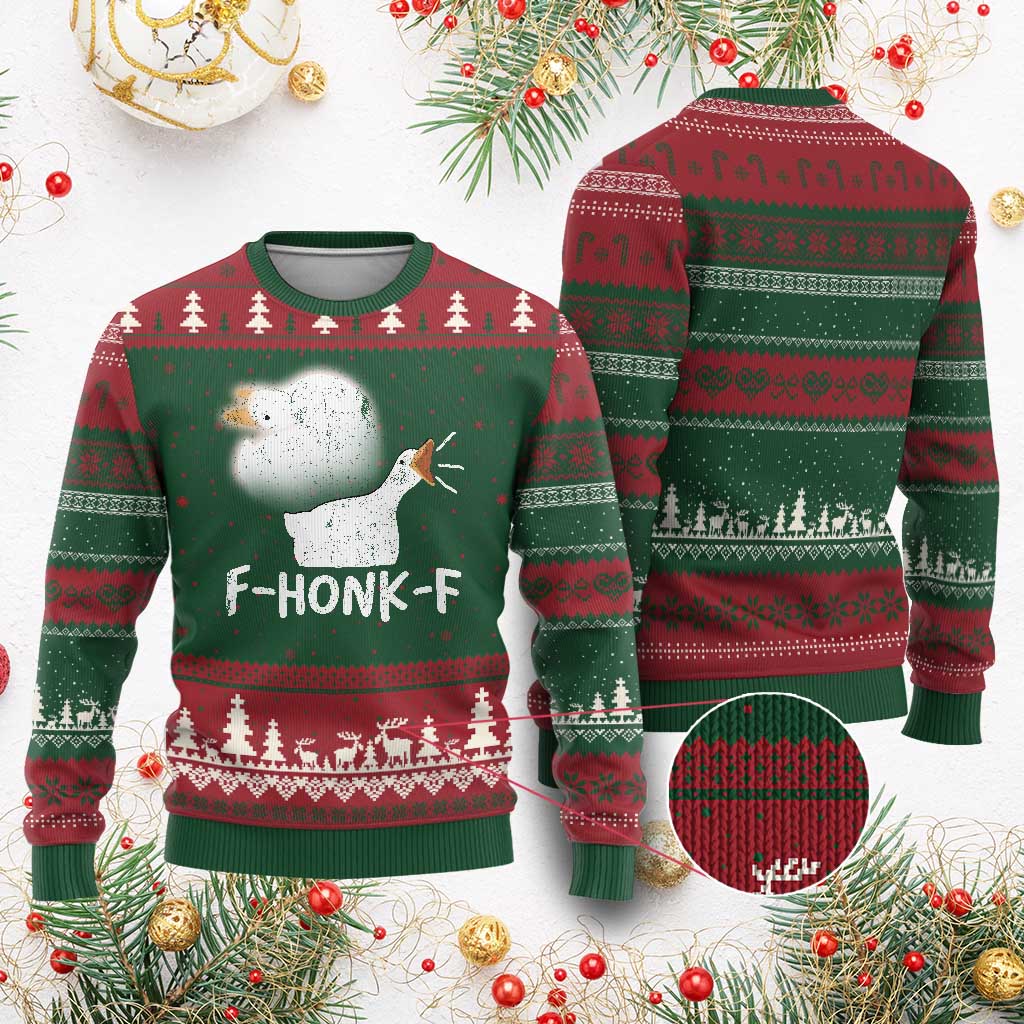 Silly Goose Meme Ugly Christmas Sweater Retro F-Honk-F Funny Farm Animal TS10 Red Green Print Your Wear