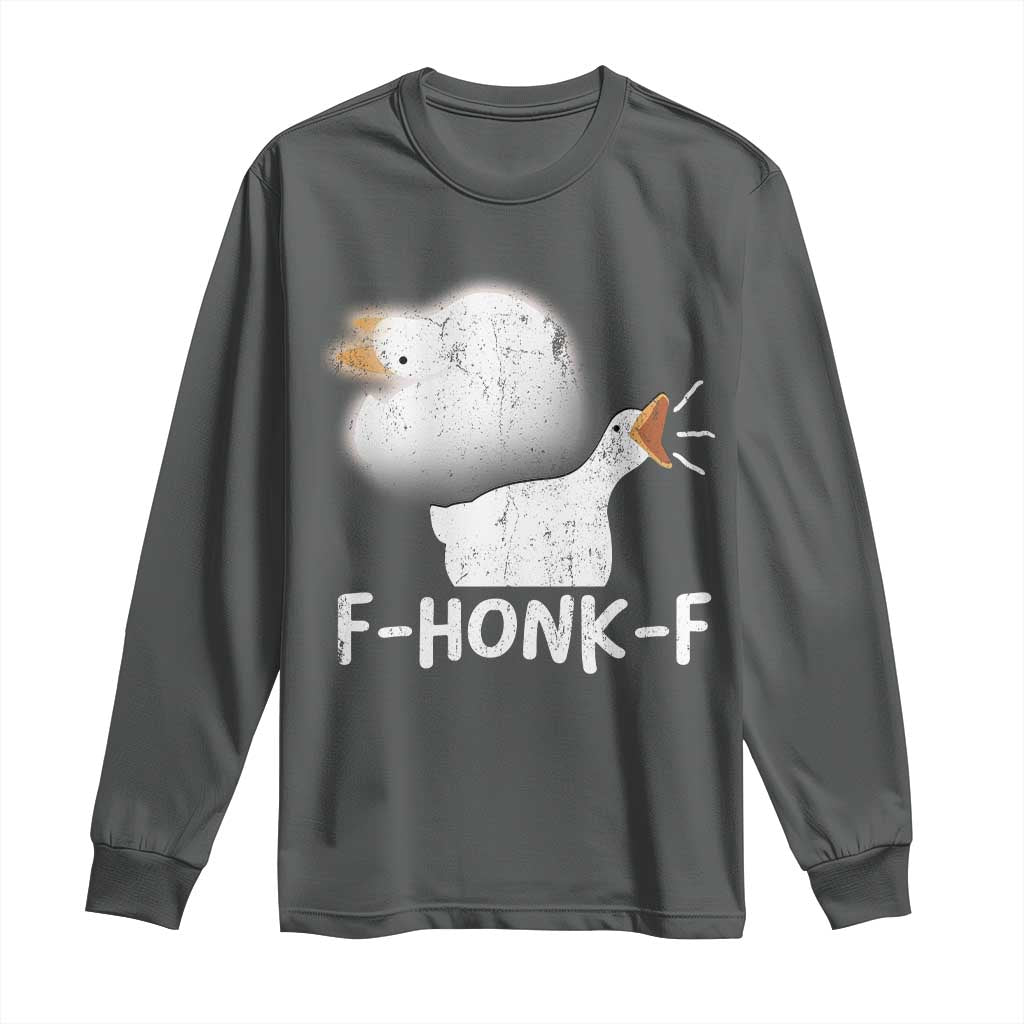 Silly Goose Meme Long Sleeve Shirt Retro F-Honk-F Funny Farm Animal TS10 Dark Heather Print Your Wear