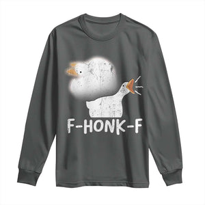 Silly Goose Meme Long Sleeve Shirt Retro F-Honk-F Funny Farm Animal TS10 Dark Heather Print Your Wear