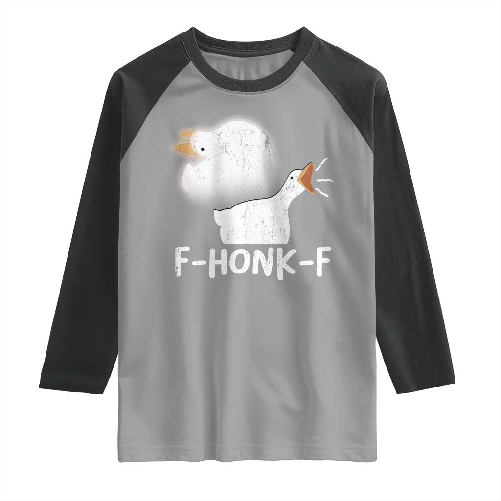 Silly Goose Meme Raglan Shirt Retro F-Honk-F Funny Farm Animal TS10 Sport Gray Black Print Your Wear