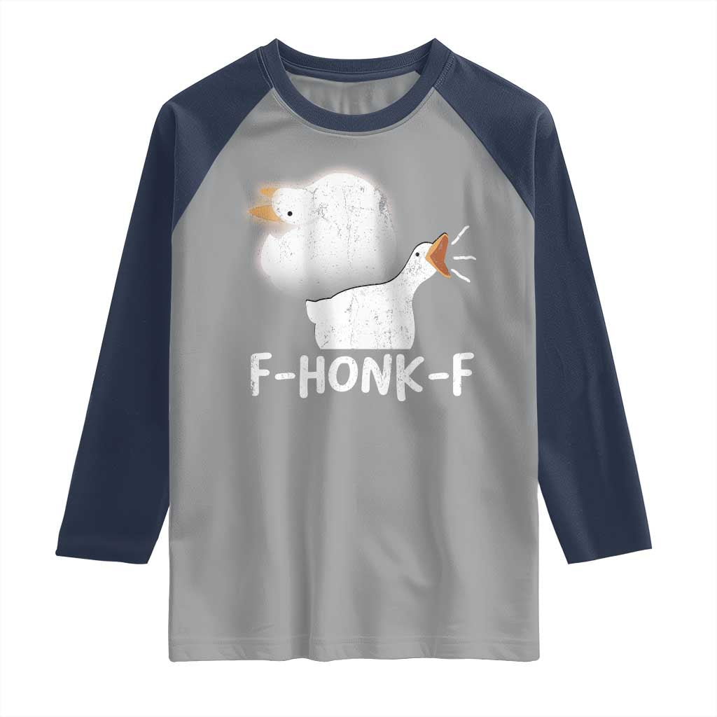 Silly Goose Meme Raglan Shirt Retro F-Honk-F Funny Farm Animal TS10 Sport Gray Navy Print Your Wear
