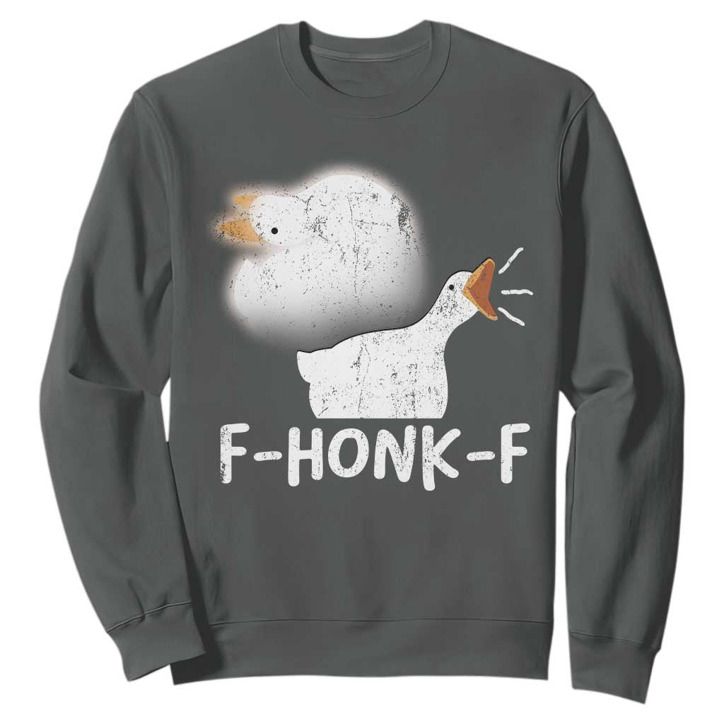 Silly Goose Meme Sweatshirt Retro F-Honk-F Funny Farm Animal TS10 Dark Heather Print Your Wear